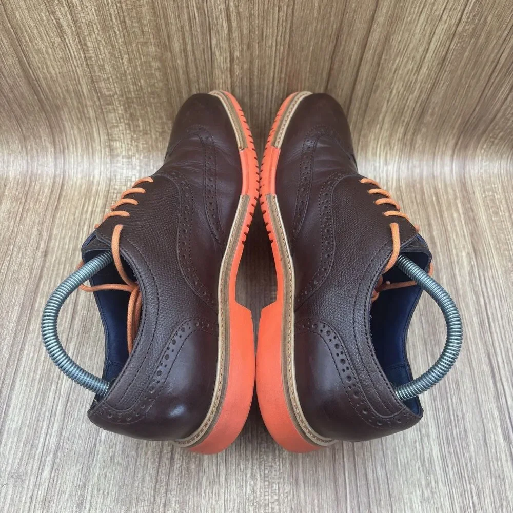 Cole Haan Great Jones Leather Wing Tip Shoes‎ Men’s Size 8 M Brown Orange C11235